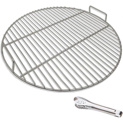 -Grilles de barbecue Ronde-en Acier Inoxydable 304 avec Pince à Barbecue, 44,5 cm de diamètre, Convient barbecue boule Weber 18"" charbon de bois, Grid Accessoire barbecue portable ronde