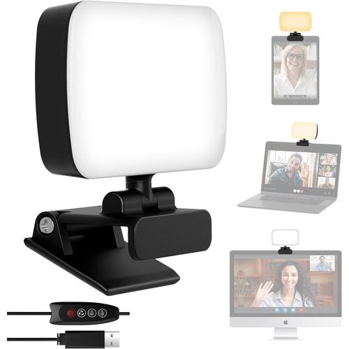 Lumière de Vidéoconférence, Panneau LED Light avec Clip, 120 LED et 3 Modes d'Éclairage Vidéo, Lampe Photo pour Lampe PC Streaming/Ordinateur Portable/Réunions Zoom/Live Stream/Bureau/Tiktok