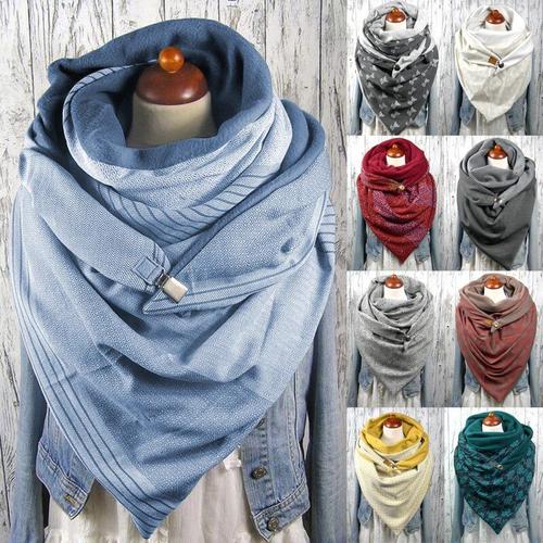 Écharpe tricotée en cachemire pour femme cache-nez en forme de Triangle  Plaid chaud châle Bandana collection hiver 2021