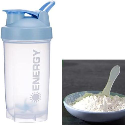 Shaker De Protéines Avec Boule De Mixage Anti-Fuite Pour Milkshake Et Protéines, Pour Boissons De Sport, Milkshake Pour La Salle De Sport, Compléments De Sport Pour Homme Et Femme ¿ 500 Ml (Bleu)