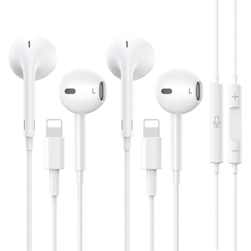 2 Pack Écouteurs Filaires pour iPhone, [Certifiés MFI] Écouteurs Intra-Auriculaires avec Micro et Contrôle du Volume, Écouteurs Filaires à Isolation Phonique pour iPhone 14 Pro/14/13/12/SE/11/X/8/7