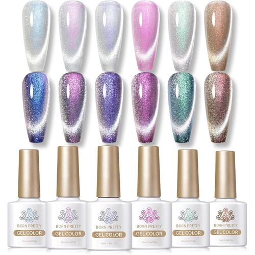 Vernis Gel Uv Led Semi Permanent Magnétique, Auroras Snowlight Shining Cat Eye Soak Off Polish 