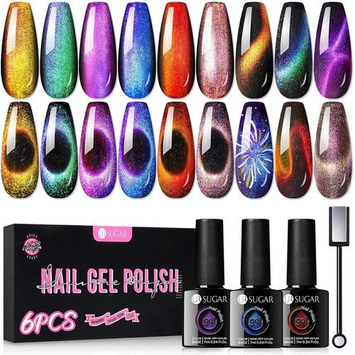 7,5ml Vernis Semi Permanent 9D Cat Magnétique Gel Caméléon Oeil de Chat Magnétique Phantom Base Noire Nécessaire