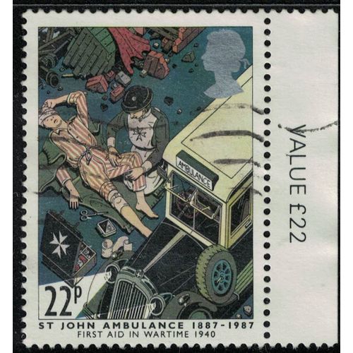 Royaume Uni 1987 Oblitéré Used St John Ambulance First Aid In Wartime Premiers Secours En Temps De Guerre Su