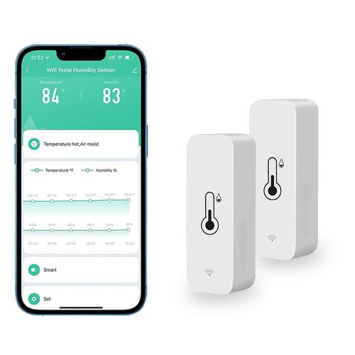 Capteur hygromètre thermomètre WiFi, moniteur de température et d'humidité sans fil TUYA pour la maison, surveillance à distance en temps réel Thermohygromètre intelligent avec stockage de données (2)