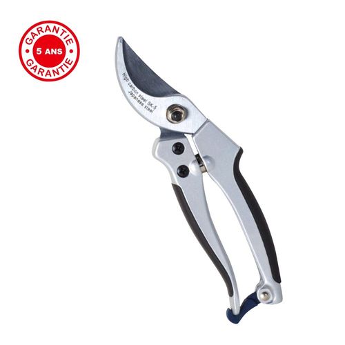 Sécateur alu lame courbe, ergonomique et léger, coupe franche, taillant de qualité