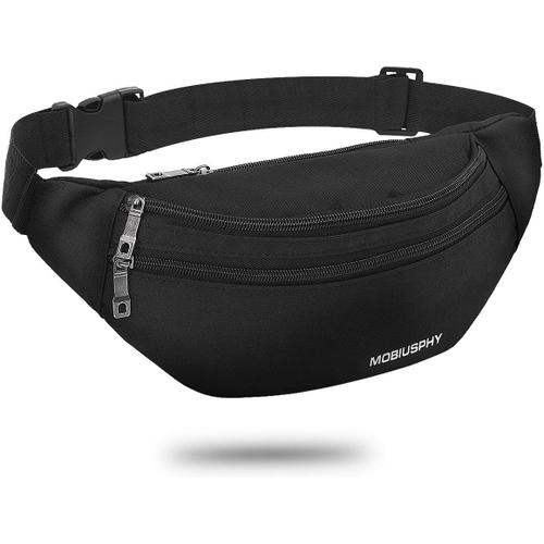 Sac à la Taille Ceinture de Course Homme Femme Sacoche Banane Sac à Dos Etanche Réglable pour Cyclisme Gym Jogging Balade Escalade Voyage Randonnée Vacances Noir