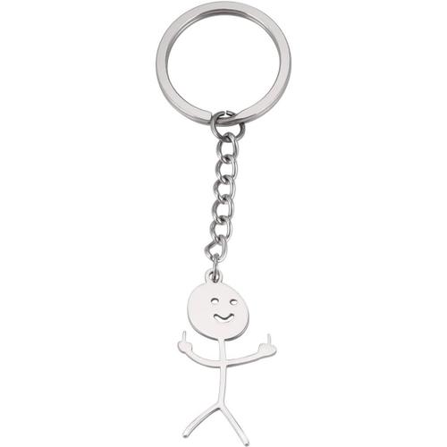 drôle Smiley Figurine de visage langue des signes porte-clés doigt Stickman mignon tendance sac clé de voiture pendentif Couple cadeau porte-clés