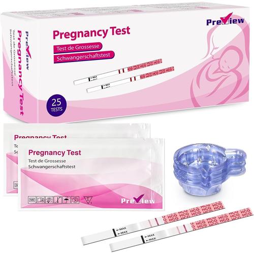 Test De Grossesse 25 Test De Précoce Grossesse Bandelettes 10 Miu/Ml Avec 25 Récipients D'urine