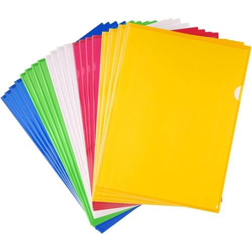 20 Pack A4 Zip Document Dossier Pochette Flush Folders Dossier En Plastique Porte-Documents Couleurs Assorties