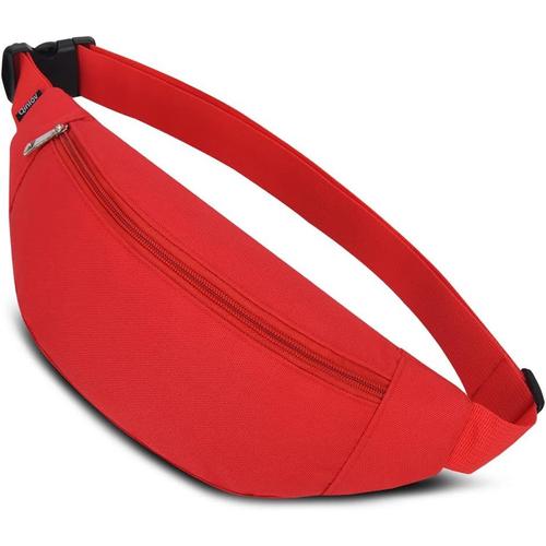 Sac Banane Sacoche Bandoulière Femme Homme Sac de Ceinture Multifonctionnel pour Loisir/Voyage/Sports/Randonnée/en Plein air (Rouge)