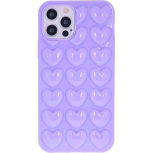 Coque Iphone 12 Pro Max Pour Femme, 3d Pop Bubble Heart Kawaii Cover Cute Girly Pour Iphone12 Pro Max 6.7"" 2020 - Lavande