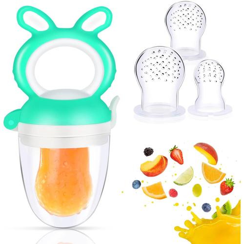 D'alimentation Pour Bébé Tétine En Silicone Grignoteuse, Tétines En Sans Bpa En 3 Tailles, Sucette Pour Fruit Bebe 3 Mois (Vert)