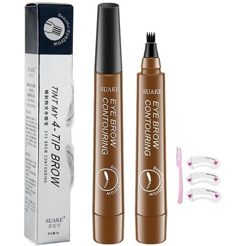 Crayon à Sourcils Micro Fourchette ImperméAble, RéSistant Taches Facile à Enlever Maquillage Longue DuréE Naturel Fin Sourcil 4 Points Avec DifféRents Outils De Sourcils