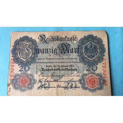 Billet Allemagne Reichsbanknote 20 Mark 1914