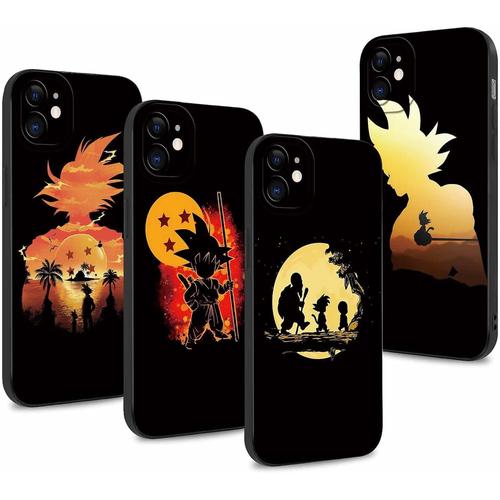 4 Pièces Anime Coque Pour Samsung Galaxy S24 Ultra 5g 6.2'', Dragon Ball Super Z Dbz Son Goku Modèle Manga Dessin Case Antichoc Tpu Protective Objectif Caméra Housse Étui De Téléphone Fine Cover, 01