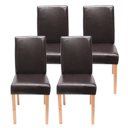 Lot De 4 Chaises De Salle À Manger Simili-Cuir Marron Pieds Clairs Cds04140