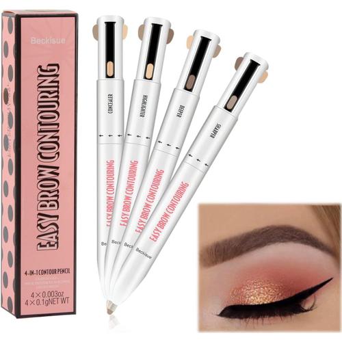 4 En 1 Tourner Crayon À Sourcils, Eyebrow Pencil Waterproof, Long Lasting Brow Contour Pen, Stylo À Sourcils Tournants, Tatouage Crayon À Sourcils, Makeup Cosmetic Tool, Marron Foncé 