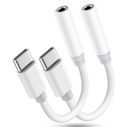 2pack Adaptateurs Pour Casque Usb C Vers Prise Jack 3,5 Mm, Convertisseur De Câble Pour Casque Aux Audio Compatible Avec Iphone 15/15 Pro/Samsung S23/S22/S21/A53/A54/Huawei P40/Mate 40, Pixel 4/3/Xl