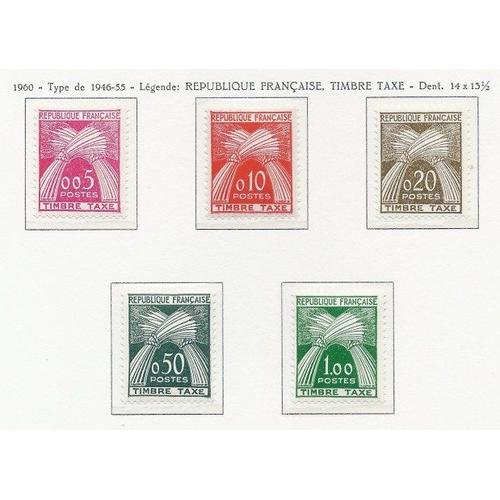 Timbres Taxe France. Yvert N° 90 À 94 (Année 1960). Type Gerbes. Neuf Sc** (Mnh)