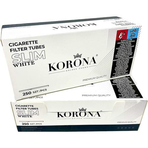 Korona Slim Lot de 500 tubes à cigarettes vides Blanc Diamètre 6,8 mm