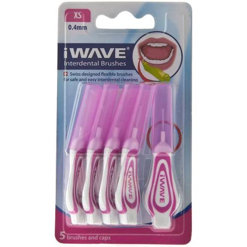 Rose Rose iWave Lot de 5 brosses interdentaires fines de 0,4 mm Rose ¿ Brosses de nettoyage interdentaires pour nettoyage total des dents