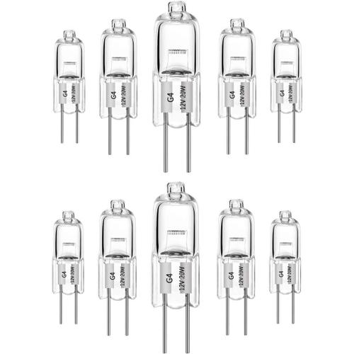 10 Pièces Ampoules Halogènes G4 20w 12v Blanc Chaud 2700k Capsule Transparente À Intensité Variable