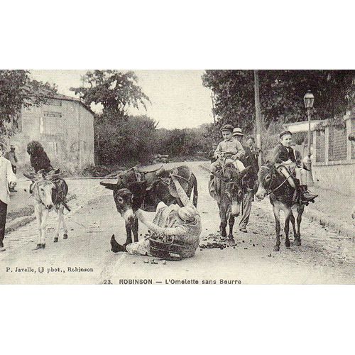 Carte Postale Noir Et Blanc - Reproducion D'une Carte Ancienne - Theme Humour - N° 23 Robinson - 92 - Hauts De Seine -L'omelette Sans Beurre