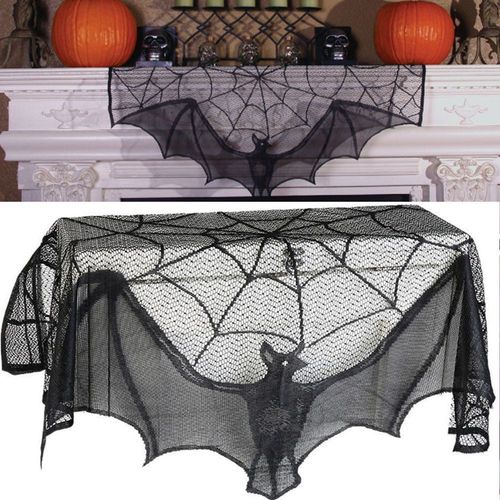 Rideau En Dentelle Halloween Pour Maison Hantée Accessoires De Décoration Rideau En Toile D'araignée Chauve-Souris Pour Halloween Décoration De Porte De Maison De Décoration