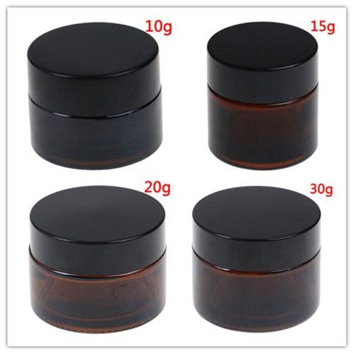 1 Pièces 10g/15g/20g/30g/50g/100g Verre Ambre Brun Cosmétique Visage Crème Bouteilles Baume À Lèvres Échantillon Conteneur Pot Pot Maquillage Magasin Flacons 