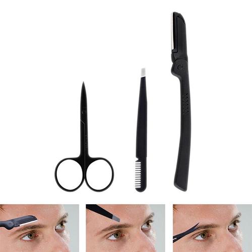 3 Pièces/Ensemble Professionnel Sourcils Ciseaux Sourcils Couteau Muguet Ensemble Femmes Fille Acier Inoxydable Maquillage Beauté Outils Sourcils Cutter