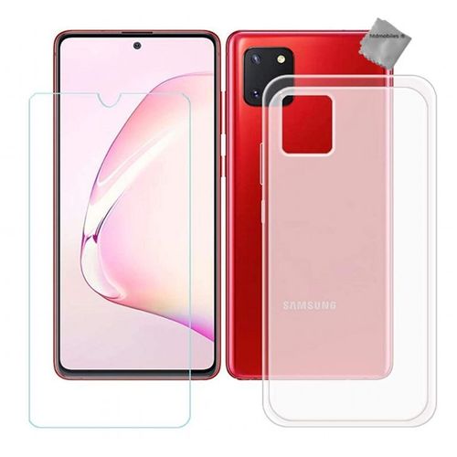 Housse Etui Coque Pochette Silicone Gel Fine Pour Samsung Galaxy Note 10 Lite + Film Ecran - Blanc Transparent