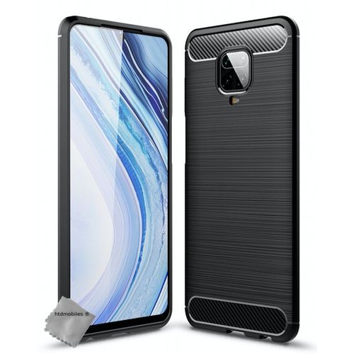 Housse Etui Coque Silicone Gel Carbone Pour Xiaomi Redmi Note 9s + Film Ecran - Noir