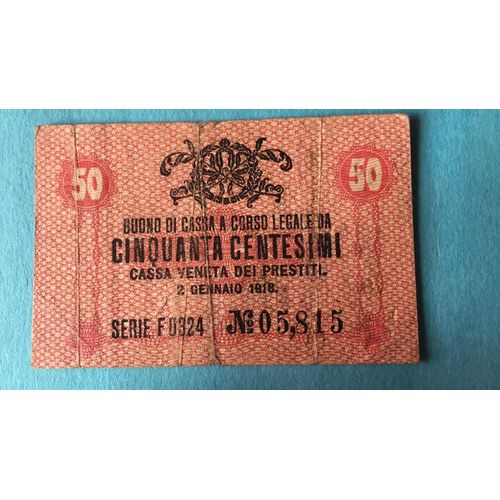 Billet Italie Militaires 50 Centisimi - 1918