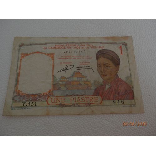 Billet De Banque D'indochine Une Piastre