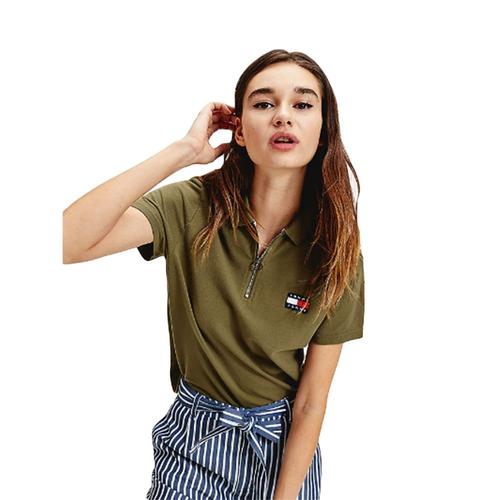 Polo Tommy Jeans Badge Femme Kaki