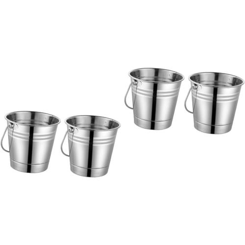 Argent 2x2pcs 4 Pièces Seau À Glace Seau À Bac À Boisson Glacée Seau À Lait Seau À Vin Bière Cool Seaux Galvanisés Seau À Graisse De Fumeur Glace Au Vin Sablier Acier Inoxydable Gourde