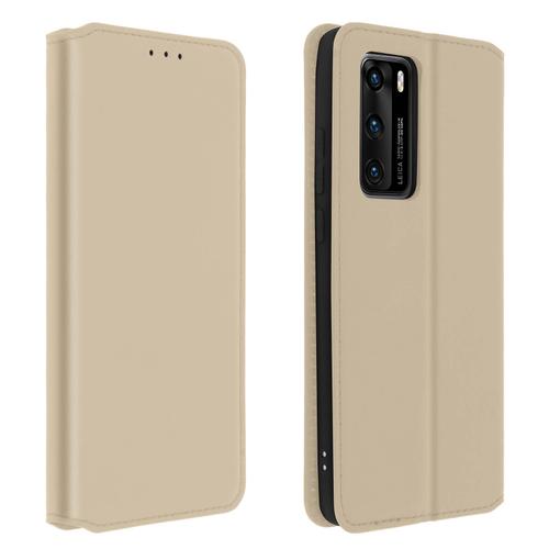 Housse Huawei P40 Étui Folio Portefeuille Fonction Support Doré