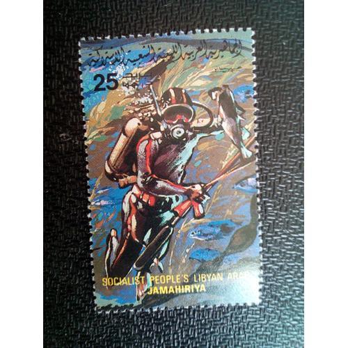 Timbre Libye Yt 1282 Sports Nautiques, Plongée 1984 ( 60604 )