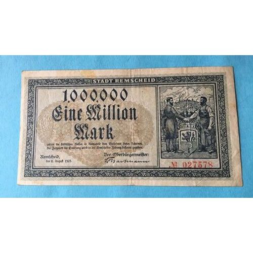 Billet Allemagne / Stadt Remscheid 1 000 000 Mark - 1923