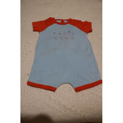 Combishort Bebe Garcon Taille 18 Mois Marque Petit Bateau Couleur Bleu Avec Encolure Et Manchescourte Orange Rakuten