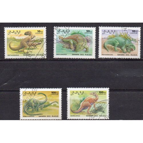 Sahara Occidental- Lot De 5 Timbres Oblitérés- Animaux Préhistoriques
