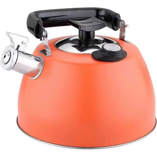 Orange Bouilloires De Cuisinière Acier Inoxydable 304 Avec Thermomètre,Bouilloire À Thé 3,5l,Théière De Table Cuisson Avec Poignée Pliable Pour Cuisinière À Gaz/Induction,Couvercle De Bec Verseur À