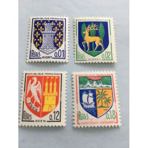 4 Timbres Neufs Armoiries De Villes Françaises 1964 N 1350-1351-1353-1354