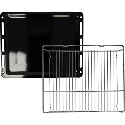 Noir, Argenté 1x plaque de four, 1x grille (kit de 2 pièces) remplacement pour Bosch 11029050, 00577170, 1101433 pour four - 45,5 x 36,1/37,5 x 3 cm