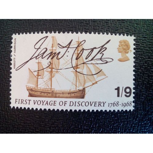 Timbre Angleterre Yt 513 «Endeavour» Et Signature Du Capitaine Cook 1968 ( 80604 )