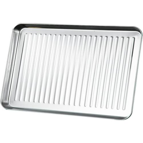 Argent Plaque À Patisserie En Acier Inoxydable Plaque À Biscuits Rayée Petit Grille-Pain Poêle Rectangulaire En Métal Plateau De Nourriture Barbecue Poêle Pour La Cuisson Rôtissoire