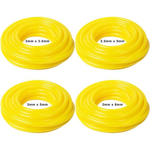 Jaune Set De 4 Tuyaux En Pvc Pour Carburant Longueur 1.5 M Dimensions (Diamètre Intérieur X Diamètre Extérieur) 2,5 X 5 Mm, 3 X 5 Mm, 2 X 3,5 Mm, 3 X 6 Mm