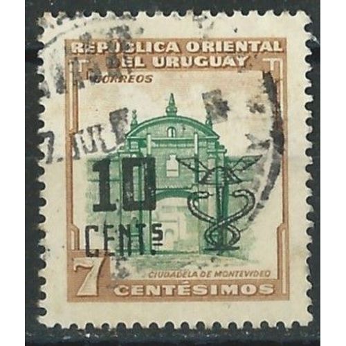 Uruguay Timbre Oblitéré Surchargé Entrée De La Citadelle De Montevideo 1954 N° 628