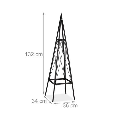 Relaxdays Trellis obélisque, 190 m de hauteur, Support pour plantes  grimpantes, en métal, stable, tour pour rosier, noir